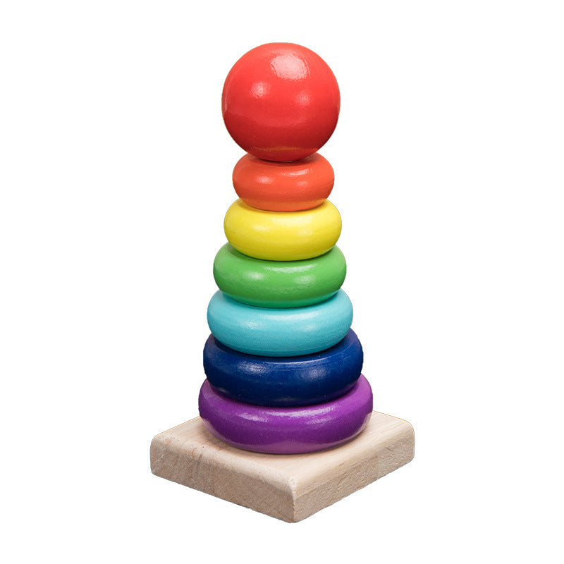 Wooden Toys Rattles Educational Toy Rainbow Blocks Montessori Baby Colorful Kids Music PureLittleBloom.Co