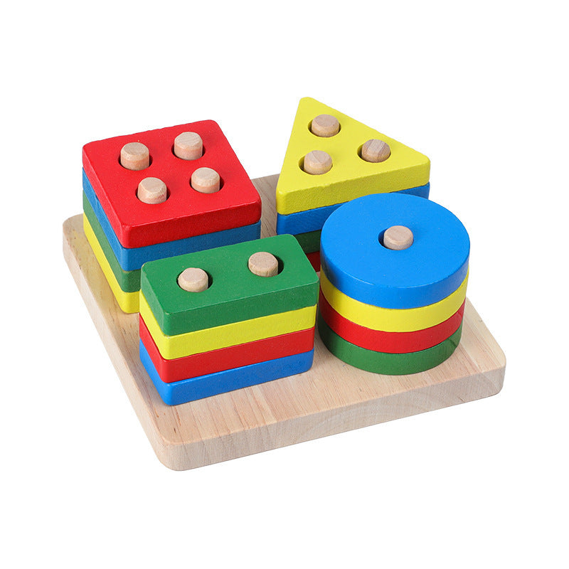 Wooden Toys Rattles Educational Toy Rainbow Blocks Montessori Baby Colorful Kids Music PureLittleBloom.Co