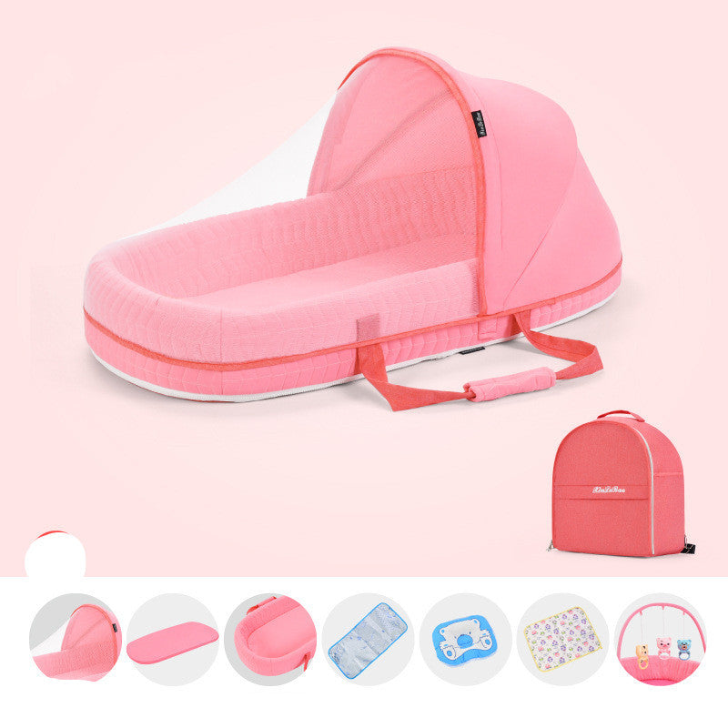 Baby Crib Multifunctional Folding Newborn Nest Toddler Bed Portable Sun Protection Mosquito Net Infant Camping Bed Travel Cot PureLittleBloom.Co