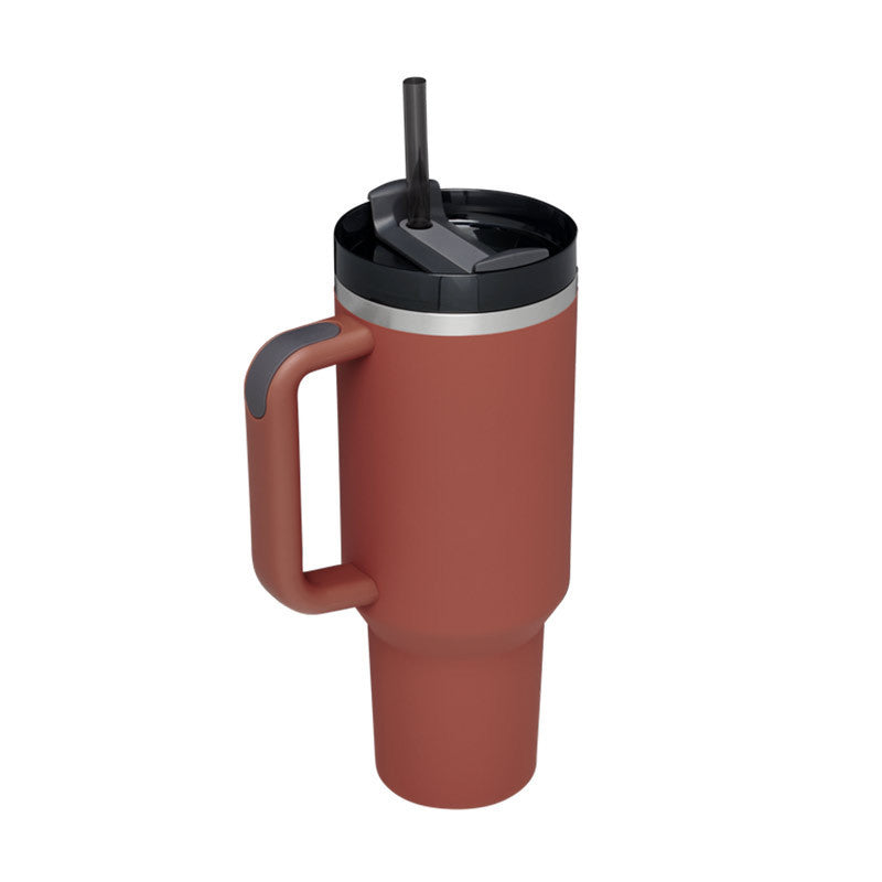 40 Oz Tumbler With Handle Straw Insulated, Stainless Steel Spill Proof Vacuum Coffee Cup Tumbler With Lid Tapered Mug Gifts For Valentine Lover Suitable For Car Gym Office Travel PureLittleBloom.Co