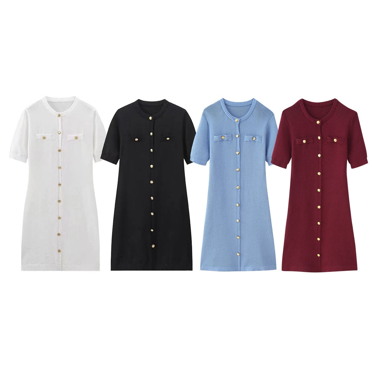Women's Fashion Front Button Rib Knit Dress PureLittleBloom.Co