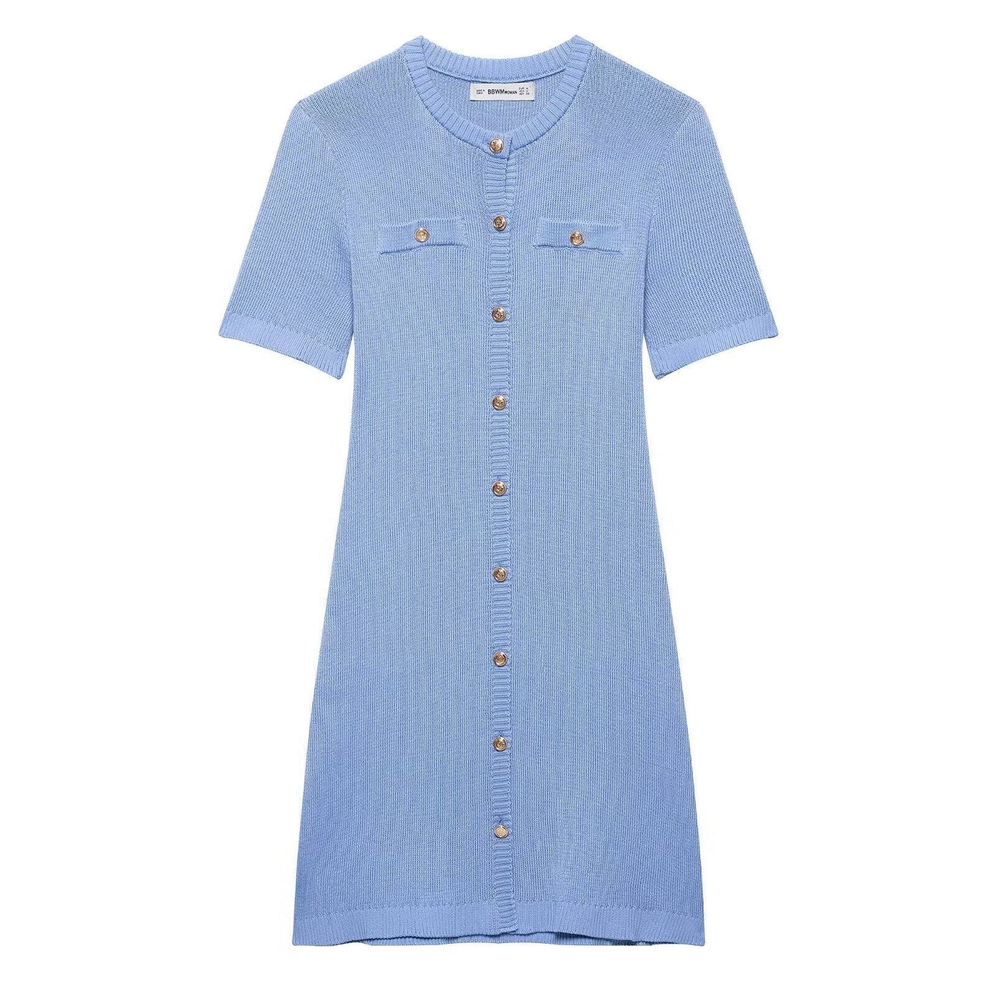 Women's Fashion Front Button Rib Knit Dress PureLittleBloom.Co