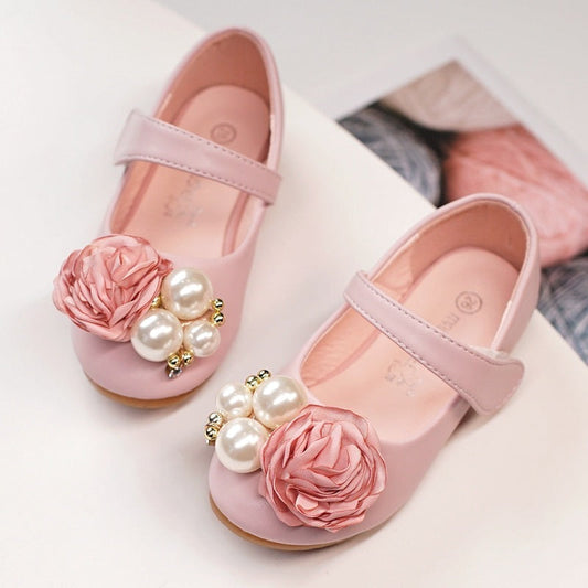 Girls Pearl Bow Show Princess Shoes PureLittleBloom.Co