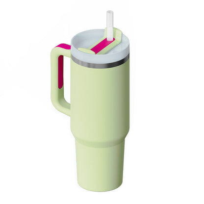 40 Oz Tumbler With Handle Straw Insulated, Stainless Steel Spill Proof Vacuum Coffee Cup Tumbler With Lid Tapered Mug Gifts For Valentine Lover Suitable For Car Gym Office Travel PureLittleBloom.Co