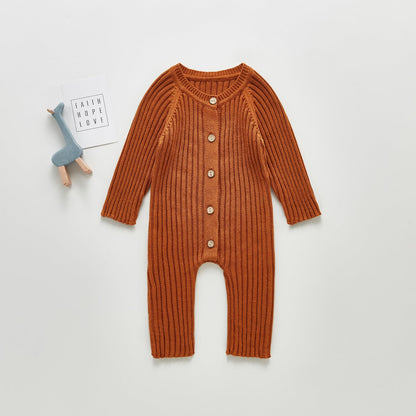 Spring And Autumn Baby Long-sleeved Knitted Jumpsuit Romper PureLittleBloom.Co
