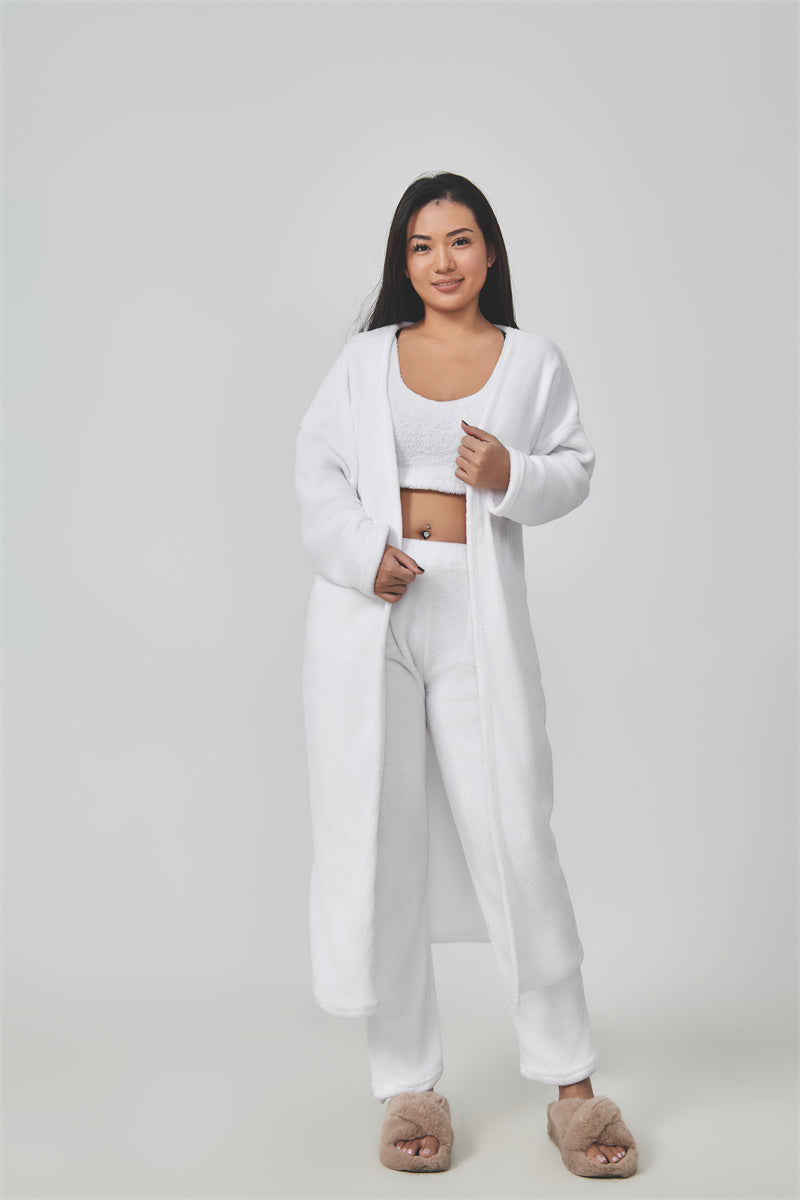 Cozy Pajama Set, 3 Piece Lounge Set, Cute Loungewear, Warm Suit Sets, Matching Set, Lounge Set, 3 Piece Pant Sets, Women Winter Dress PureLittleBloom.Co