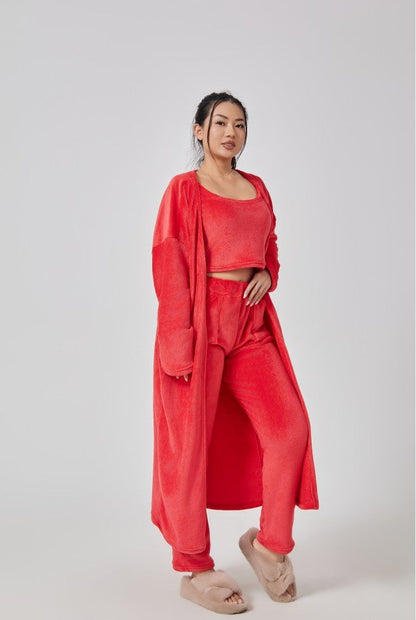 Cozy Pajama Set, 3 Piece Lounge Set, Cute Loungewear, Warm Suit Sets, Matching Set, Lounge Set, 3 Piece Pant Sets, Women Winter Dress PureLittleBloom.Co