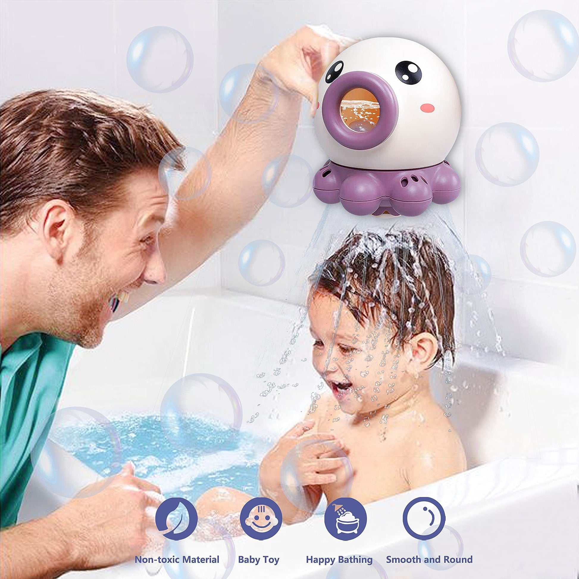Octopus Fountain Bath Toy Water Jet Rotating Shower Bathroom Toy Summer Water Toys Sprinkler Beach Toys Kids Water Toys PureLittleBloom.Co