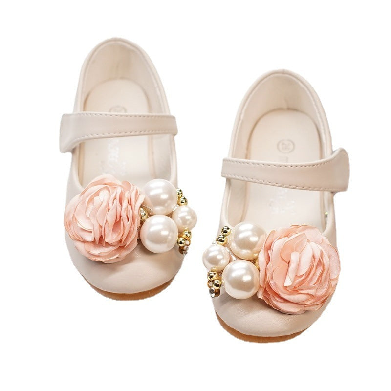 Girls Pearl Bow Show Princess Shoes PureLittleBloom.Co