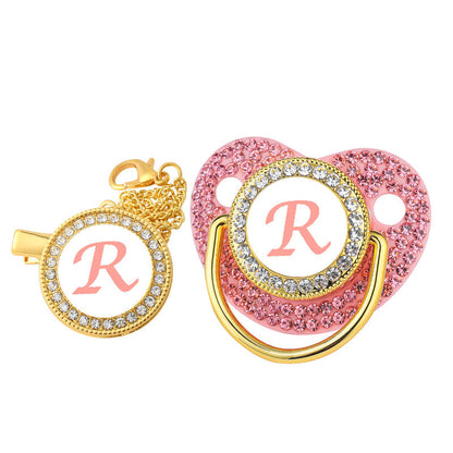 Diamond Baby Silica Gel Pacifier Baby With Diamond 26 English Letters PureLittleBloom.Co