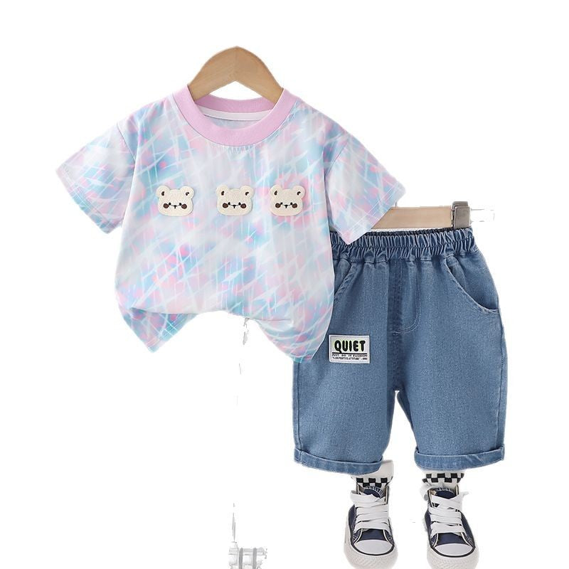 Baby Suit Three Bear Short Sleeve Two-piece Set PureLittleBloom.Co