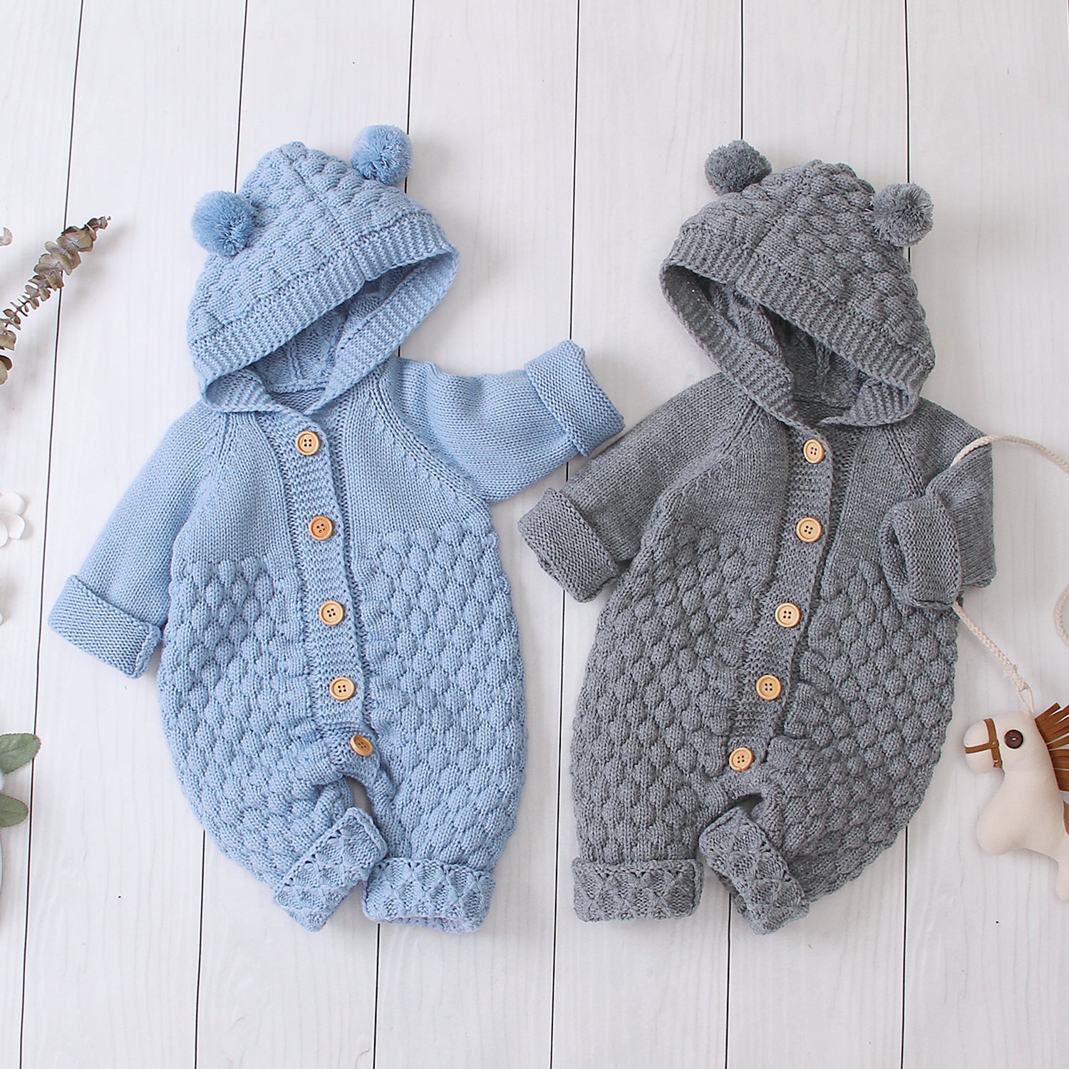 Hooded knitted jumpsuit PureLittleBloom.Co