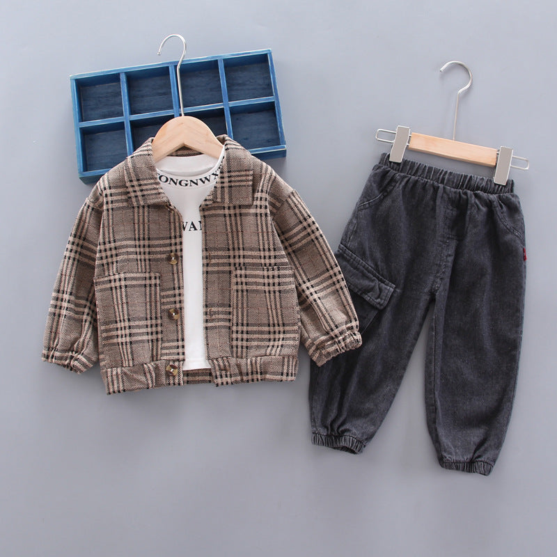 Baby boy long sleeve plaid suit PureLittleBloom.Co