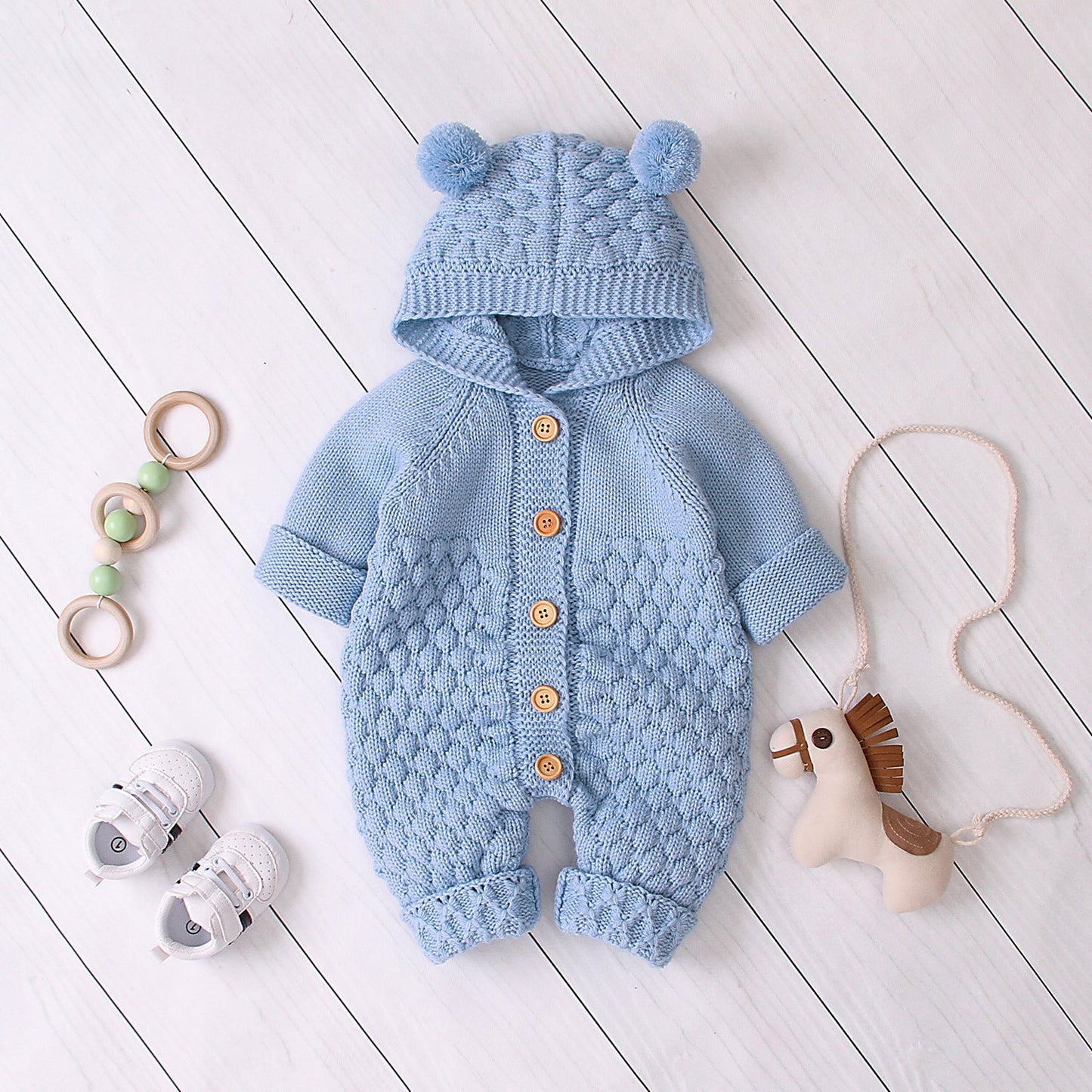 Hooded knitted jumpsuit PureLittleBloom.Co
