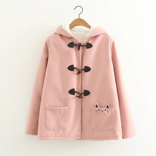 Horn button plus fleece coat PureLittleBloom.Co