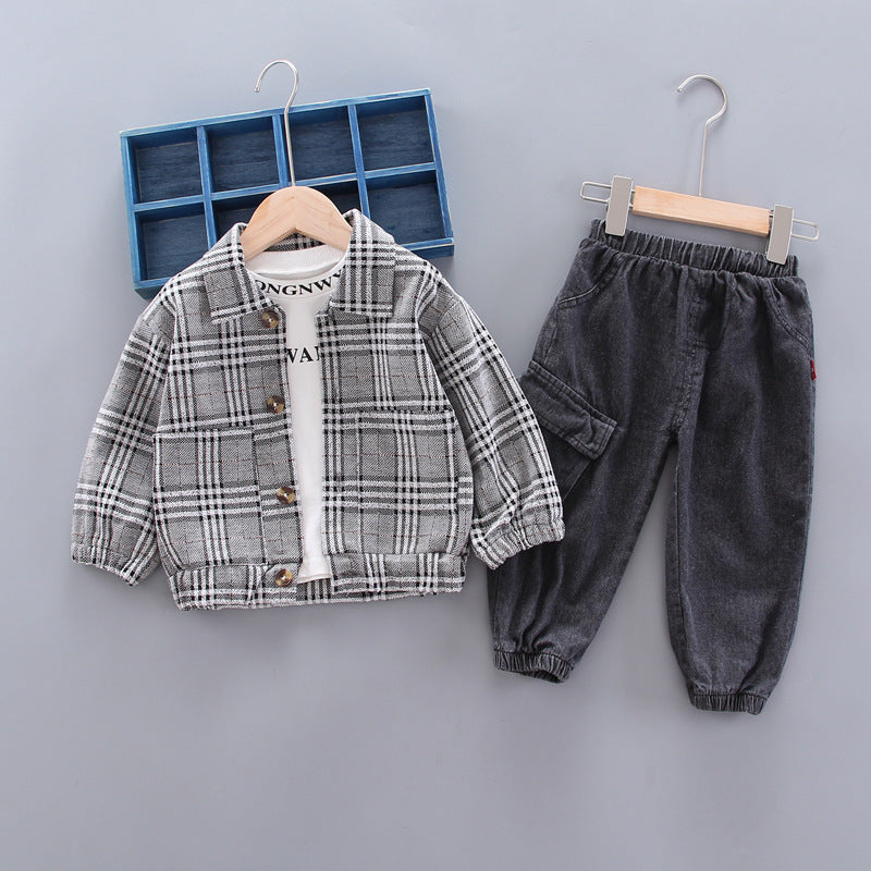 Baby boy long sleeve plaid suit PureLittleBloom.Co