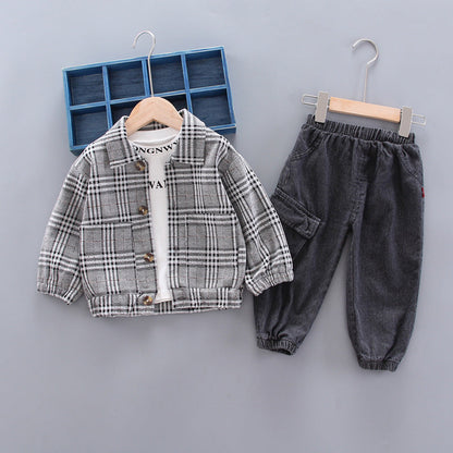 Baby boy long sleeve plaid suit PureLittleBloom.Co