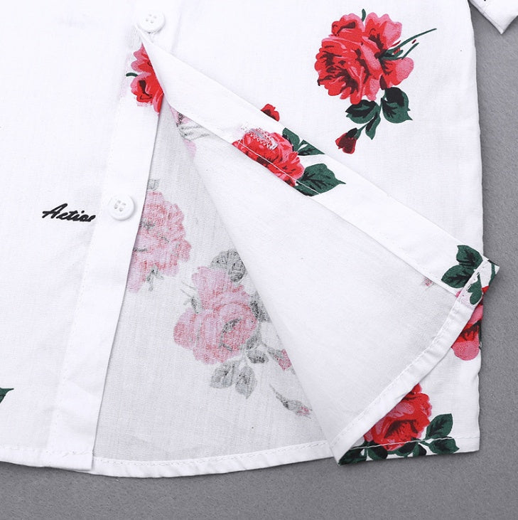 2pcs Summer Baby Set Flower Short Sleeve Polo Shirt With Red Shorts Shorts School Clothes For Children  China PureLittleBloom.Co