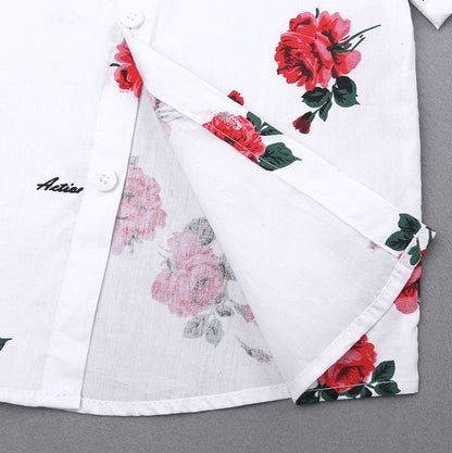 2pcs Summer Baby Set Flower Short Sleeve Polo Shirt With Red Shorts Shorts School Clothes For Children  China PureLittleBloom.Co