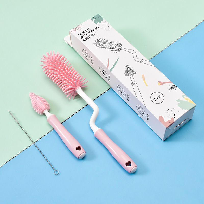 Baby Silicone Baby Bottle Brush Straw Scrubbing Baby Bottle Brush Cleaning PureLittleBloom.Co