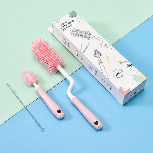 Baby Silicone Baby Bottle Brush Straw Scrubbing Baby Bottle Brush Cleaning PureLittleBloom.Co