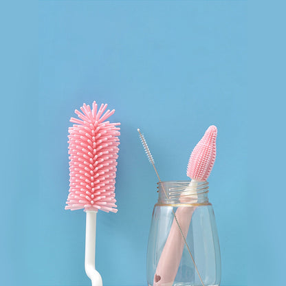 Baby Silicone Baby Bottle Brush Straw Scrubbing Baby Bottle Brush Cleaning PureLittleBloom.Co
