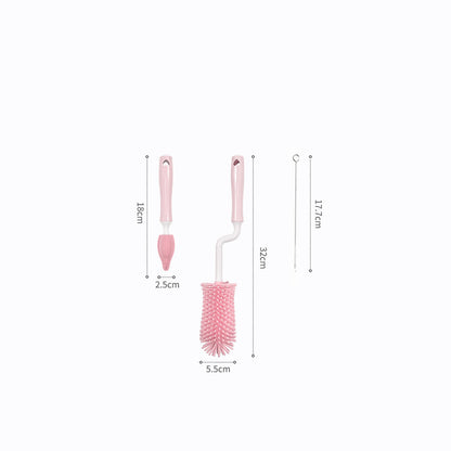 Baby Silicone Baby Bottle Brush Straw Scrubbing Baby Bottle Brush Cleaning PureLittleBloom.Co