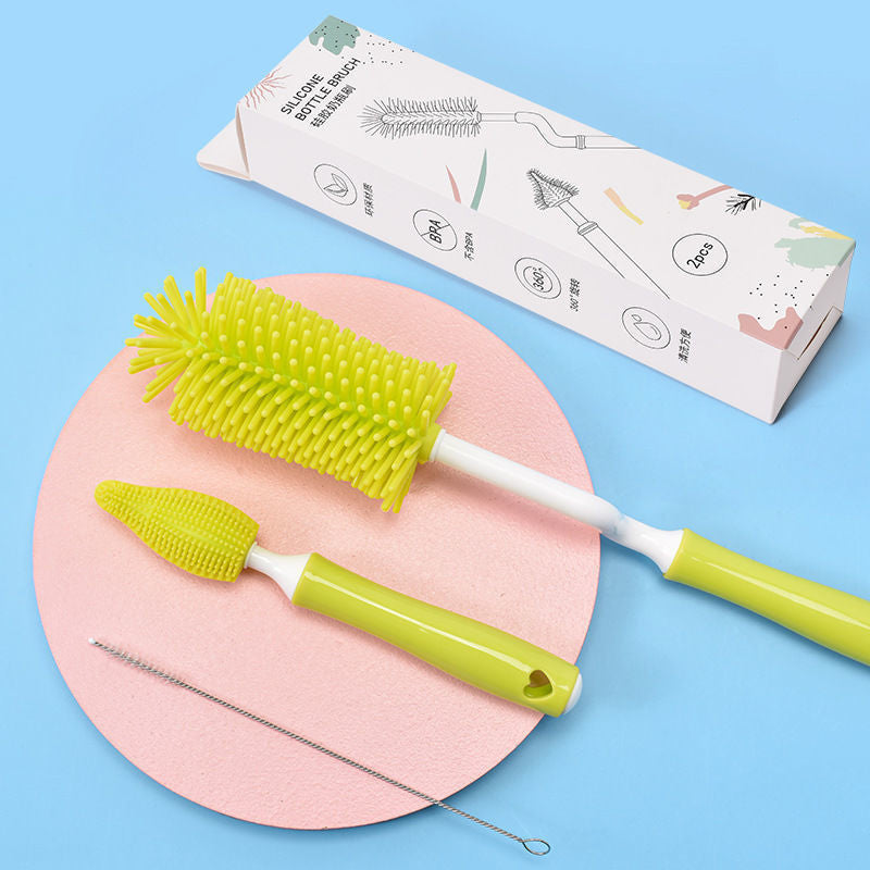 Baby Silicone Baby Bottle Brush Straw Scrubbing Baby Bottle Brush Cleaning PureLittleBloom.Co