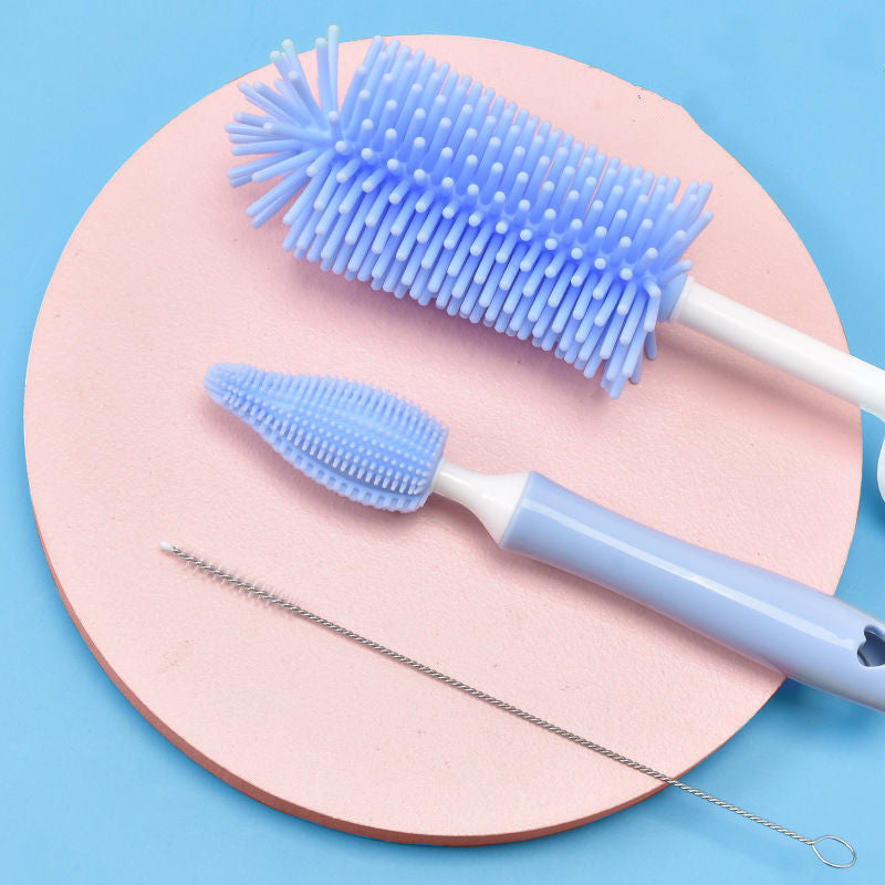 Baby Silicone Baby Bottle Brush Straw Scrubbing Baby Bottle Brush Cleaning PureLittleBloom.Co