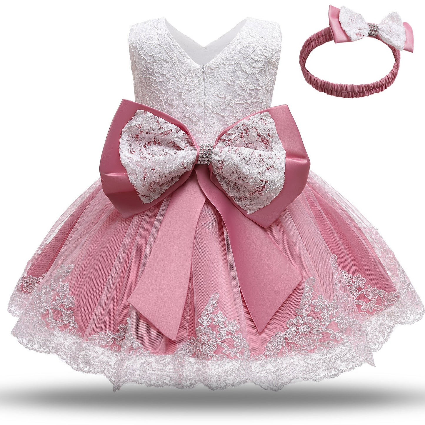 Baby Girls White Baptism Dress Newborn Princess Birthday Wear Toddler Flower Christening Ball Gown Kids Dresses for Girls 12 24M PureLittleBloom.Co