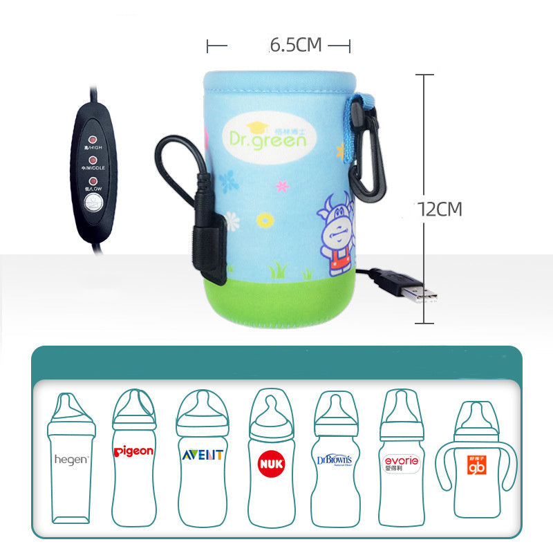 Out Portable Heat Preservation Baby Bottle Bag Car Bottle Warmer Heating Jacket USB PureLittleBloom.Co