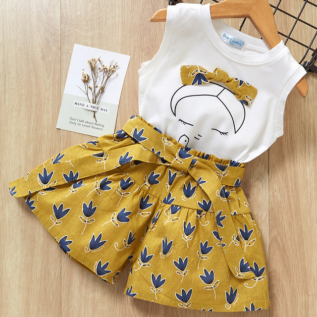 Kids Girls Clothes For Baby Girl Kids T-Shirt Shorts Suit PureLittleBloom.Co