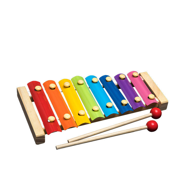 Wooden Toys Rattles Educational Toy Rainbow Blocks Montessori Baby Colorful Kids Music PureLittleBloom.Co