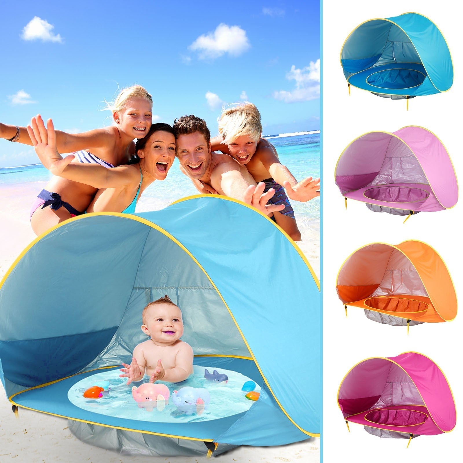 Baby Beach Tent Kids Outdoor Camping Easy Fold Up Waterproof  Up Sun Awning Tent UV-protecting PureLittleBloom.Co