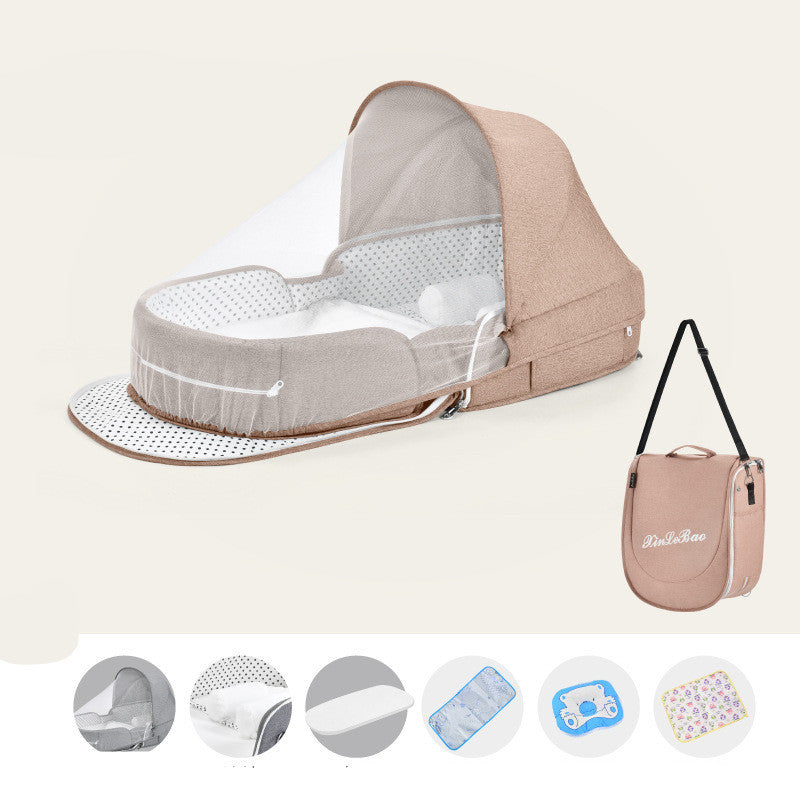 Baby Crib Multifunctional Folding Newborn Nest Toddler Bed Portable Sun Protection Mosquito Net Infant Camping Bed Travel Cot PureLittleBloom.Co