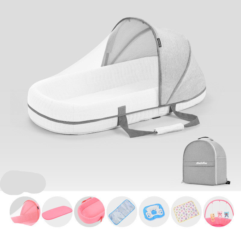 Baby Crib Multifunctional Folding Newborn Nest Toddler Bed Portable Sun Protection Mosquito Net Infant Camping Bed Travel Cot PureLittleBloom.Co