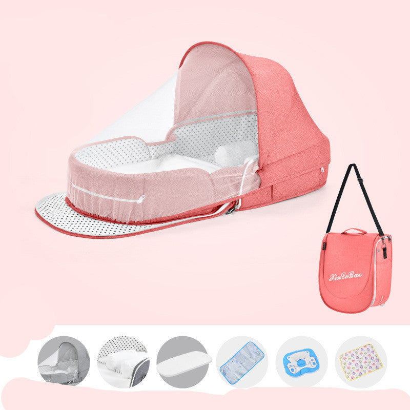 Baby Crib Multifunctional Folding Newborn Nest Toddler Bed Portable Sun Protection Mosquito Net Infant Camping Bed Travel Cot PureLittleBloom.Co