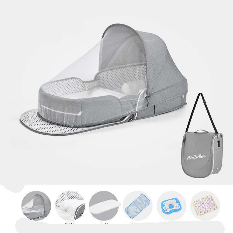 Baby Crib Multifunctional Folding Newborn Nest Toddler Bed Portable Sun Protection Mosquito Net Infant Camping Bed Travel Cot PureLittleBloom.Co