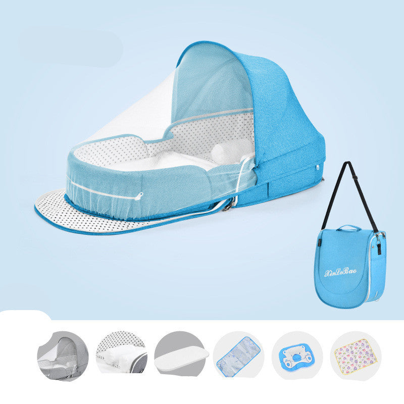 Baby Crib Multifunctional Folding Newborn Nest Toddler Bed Portable Sun Protection Mosquito Net Infant Camping Bed Travel Cot PureLittleBloom.Co