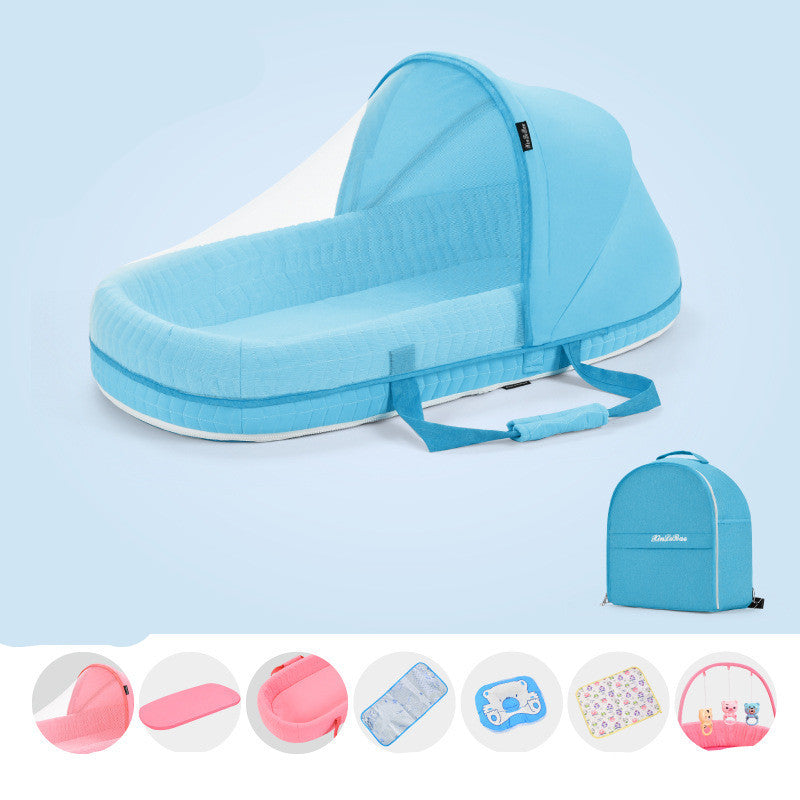 Baby Crib Multifunctional Folding Newborn Nest Toddler Bed Portable Sun Protection Mosquito Net Infant Camping Bed Travel Cot PureLittleBloom.Co