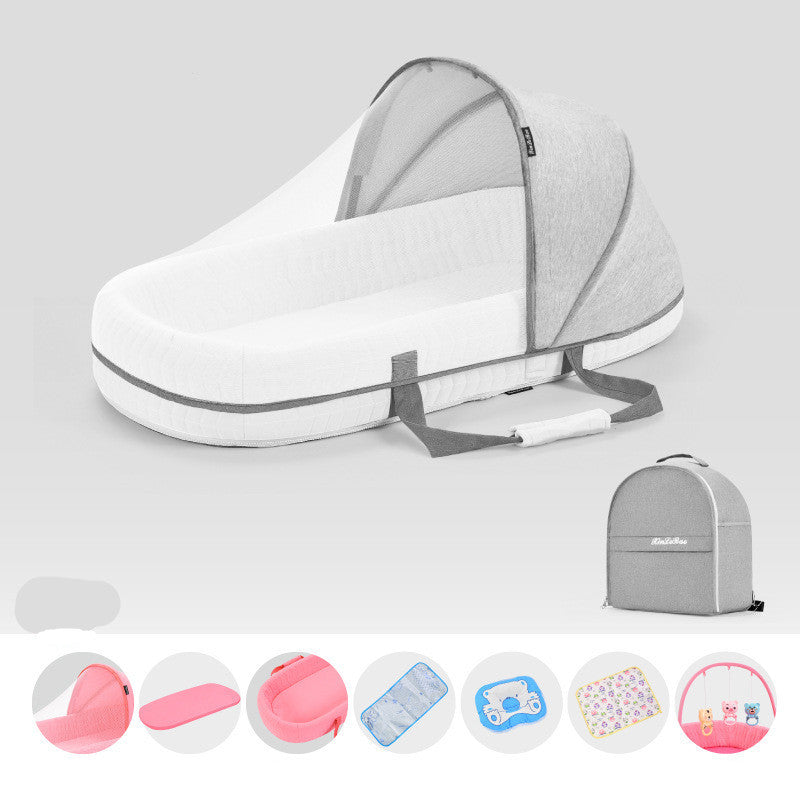 Baby Crib Multifunctional Folding Newborn Nest Toddler Bed Portable Sun Protection Mosquito Net Infant Camping Bed Travel Cot PureLittleBloom.Co