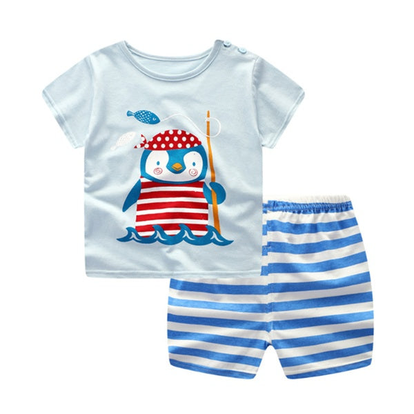 Cartoon Clothing Baby Boy Summer Clothes T-shirt Baby Girl Casual Clothing Sets PureLittleBloom.Co