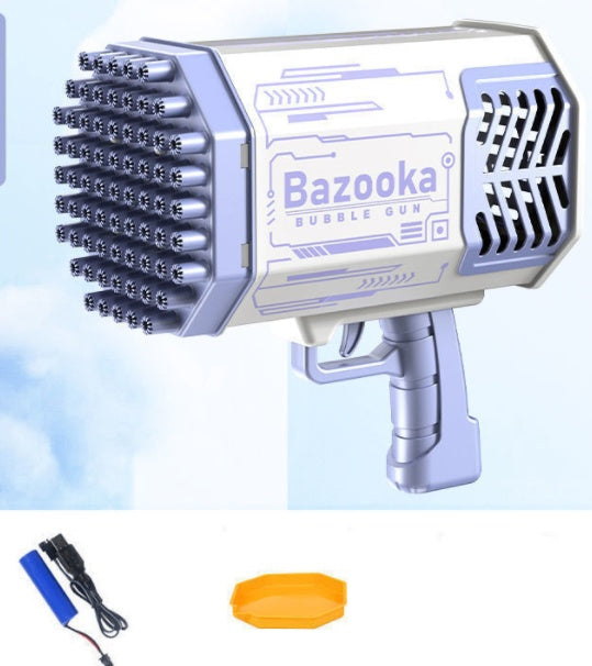 Bubble Gun Rocket 69 Holes Soap Bubbles Machine Gun Shape Automatic Blower With Light Toys For Kids Pomperos PureLittleBloom.Co