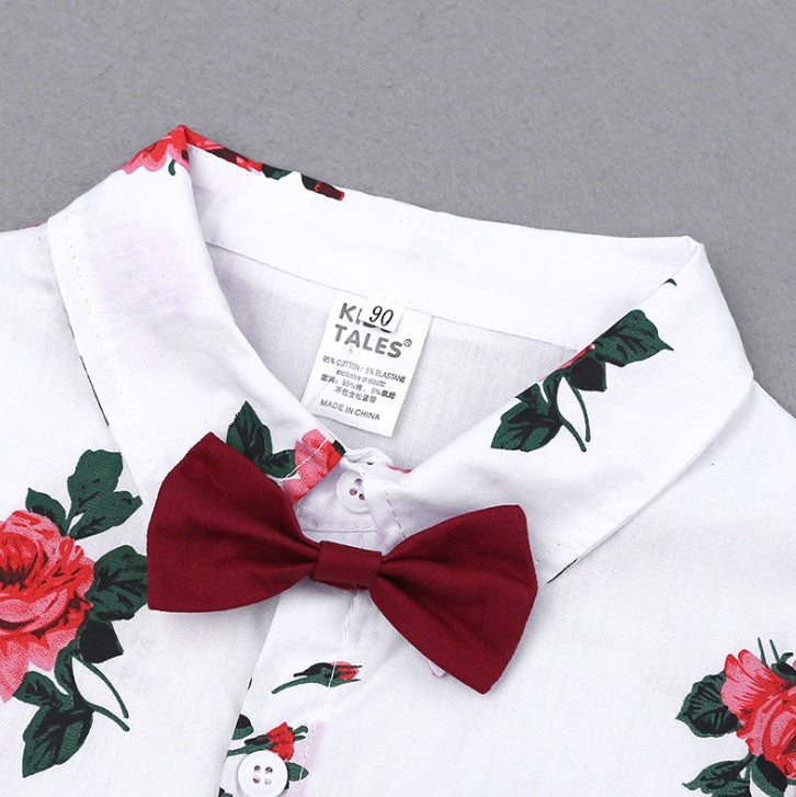 2pcs Summer Baby Set Flower Short Sleeve Polo Shirt With Red Shorts Shorts School Clothes For Children  China PureLittleBloom.Co