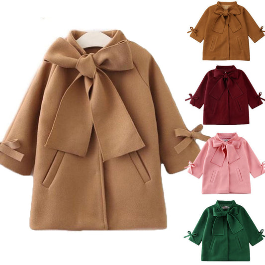 Girls long woolen coat PureLittleBloom.Co