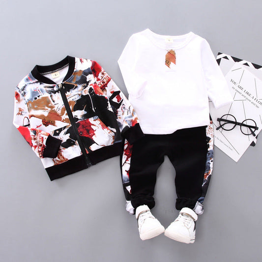 Boys Handsome Autumn And Winter Clothes Three-Piece Kid Clothes PureLittleBloom.Co