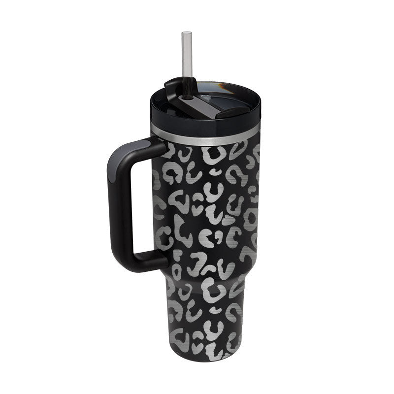 40 Oz Tumbler With Handle Straw Insulated, Stainless Steel Spill Proof Vacuum Coffee Cup Tumbler With Lid Tapered Mug Gifts For Valentine Lover Suitable For Car Gym Office Travel PureLittleBloom.Co
