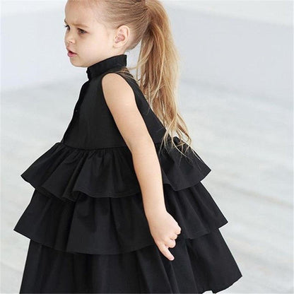 Fashion Simple Solid Color Sleeveless Small And Medium Girl Dress PureLittleBloom.Co