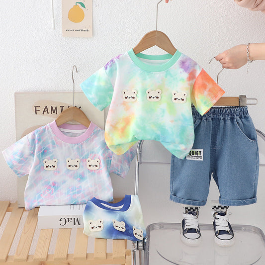 Baby Suit Three Bear Short Sleeve Two-piece Set PureLittleBloom.Co