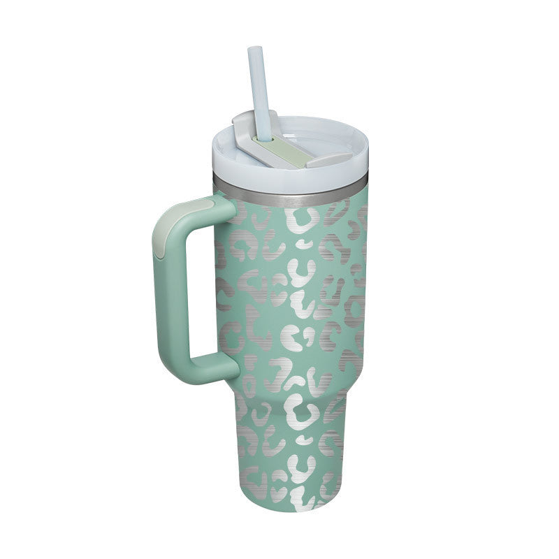 40 Oz Tumbler With Handle Straw Insulated, Stainless Steel Spill Proof Vacuum Coffee Cup Tumbler With Lid Tapered Mug Gifts For Valentine Lover Suitable For Car Gym Office Travel PureLittleBloom.Co